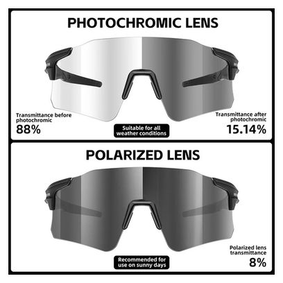 Lunettes de soleil photochromiques unisexes - noir