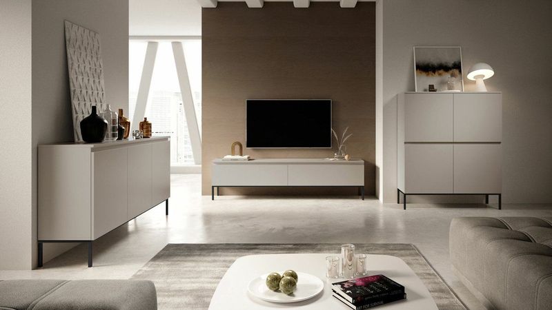 Selsey Bemmi Hoge kast Beige met zwarte poten