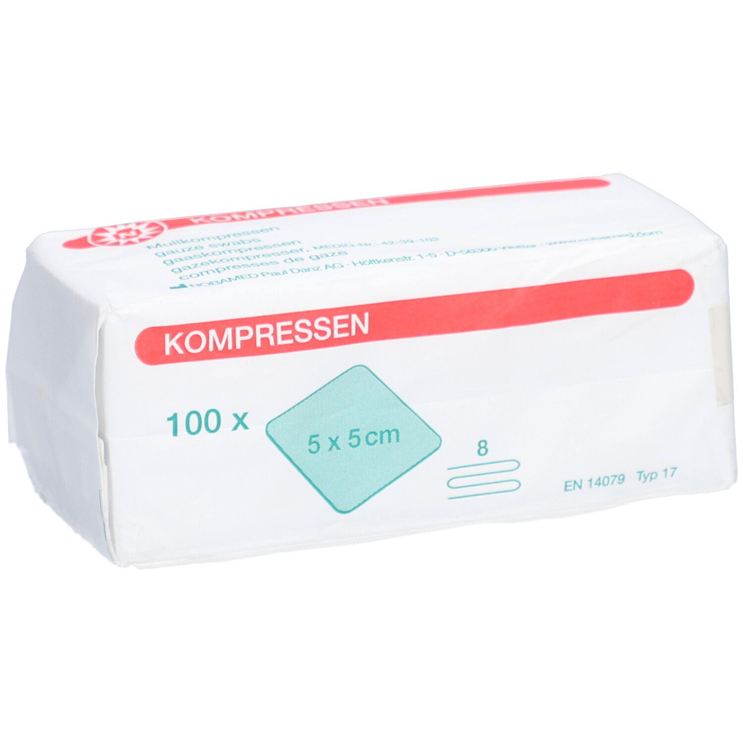 NOBA Mullkompressen unsteril 8- lagig 5 x 5 cm