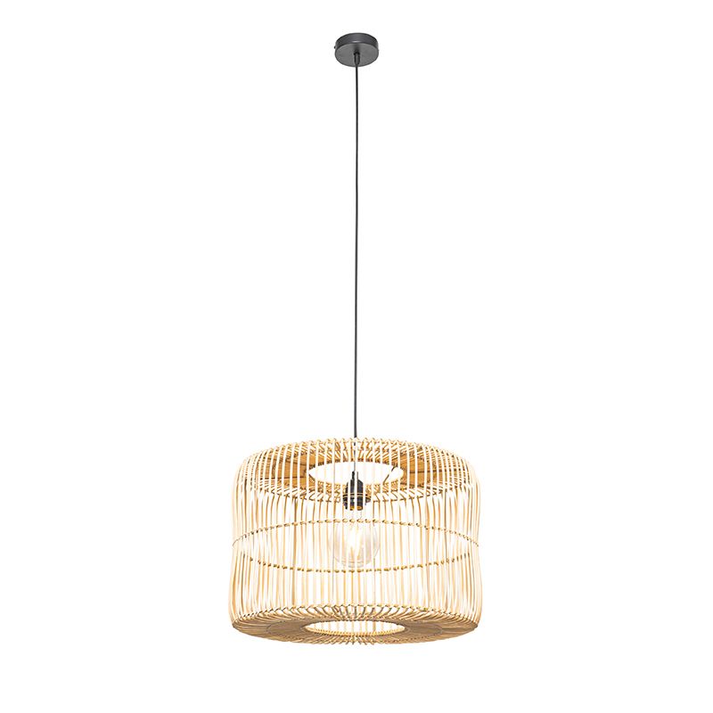Oosterse hanglamp zwart met rotan kap - Maud