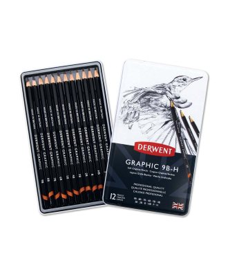 Derwent Graphic Soft Pencil Tin 9B-H Set Of 12