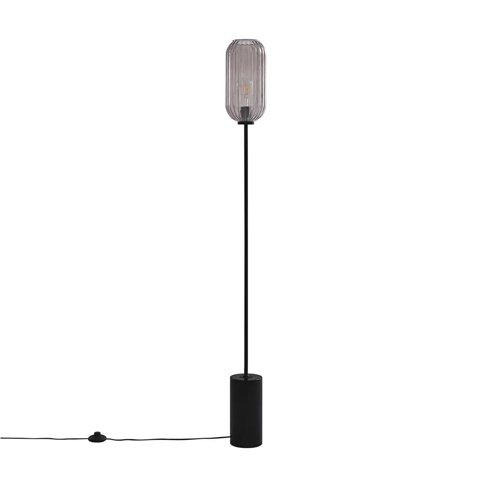Qazqa vloerlampen rid zwart e27