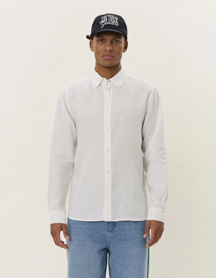 Les Deux Kristian Linen B.D. Shirt White