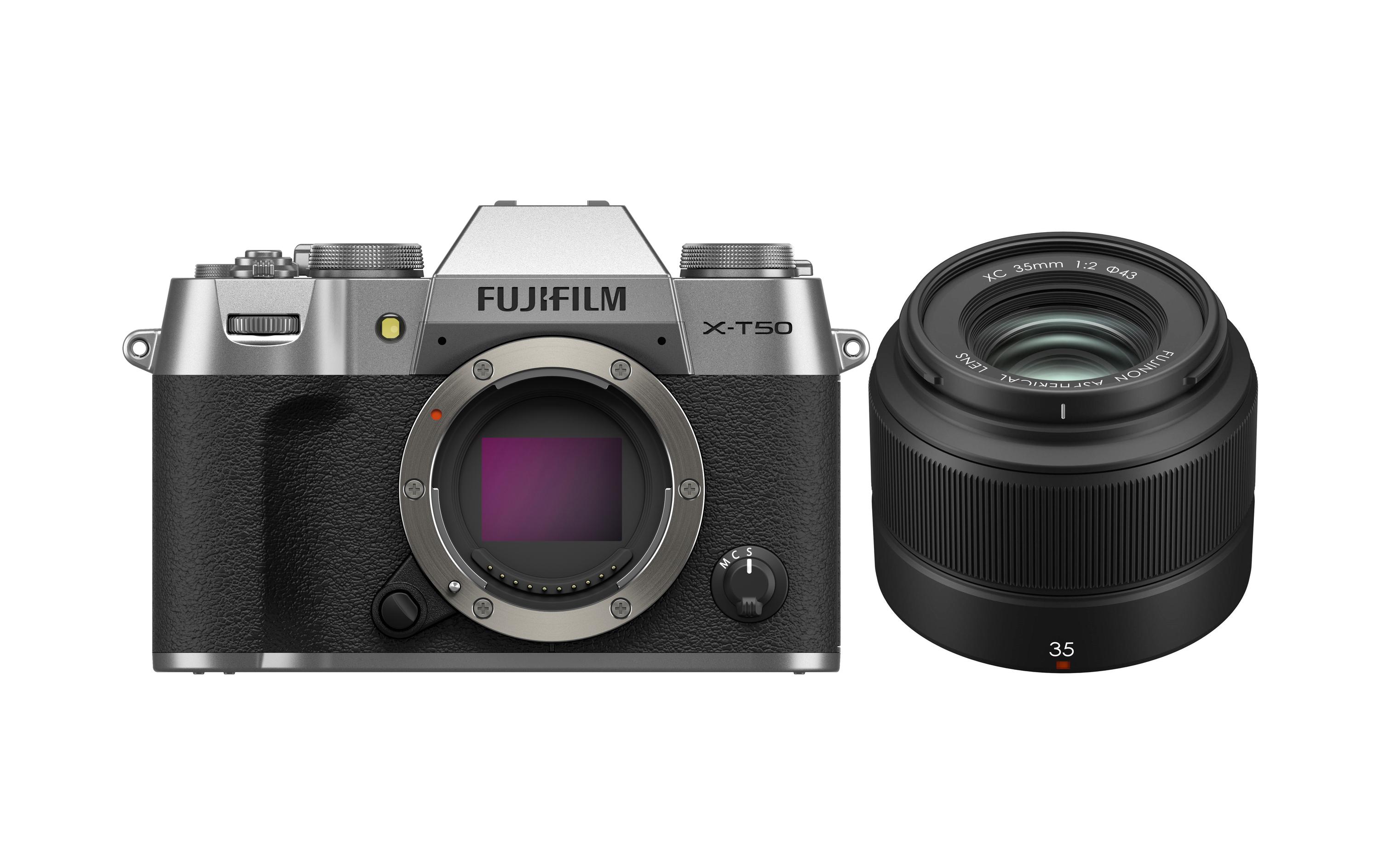 Fotokamera X-T50 Silver Kit XC 35mm<br>Kompakte Systemkamera mit 40.2-Megapixel-Sensor, 6.2K-Video und Filmsimulations-Einstellrad