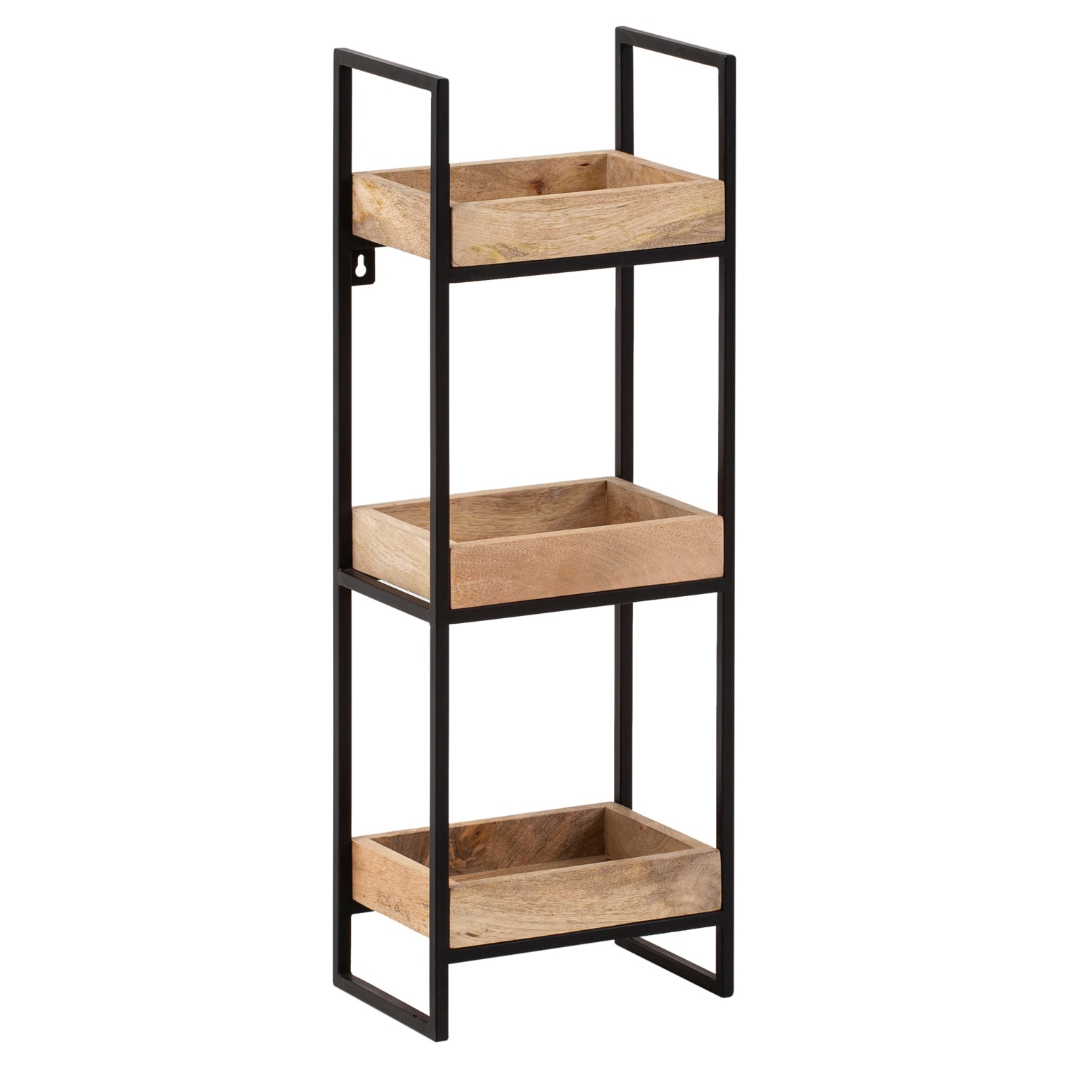 CASAVANTI Wandregal Mango Massivholz/Metall 27x77x18 cm braun/schwarz