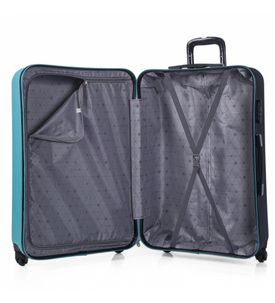 Conjunto de malas de viagem rígidas ITACA com 4 rodas, modelo 71100, cor turquesa - 55x65x75cm -