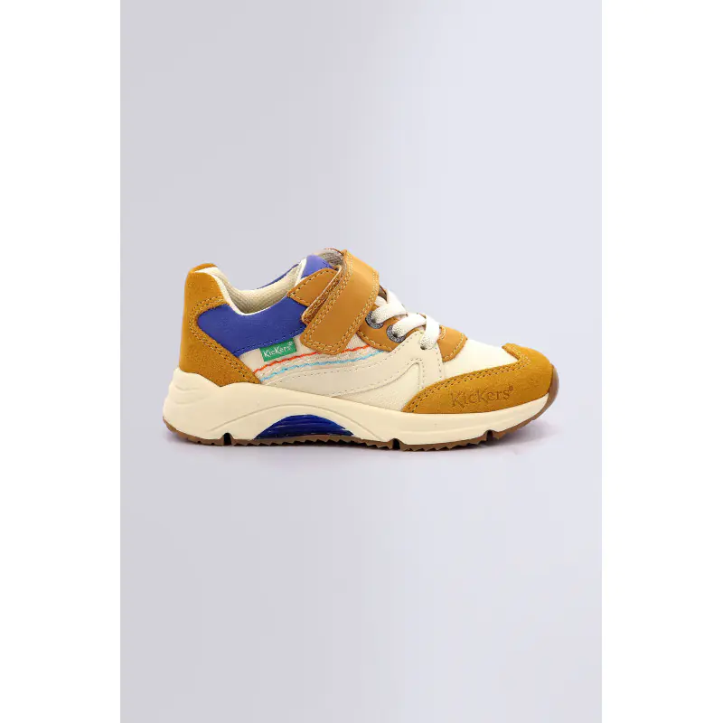 Runrun Camel bleu BASKETS BASSES Textile Garçon