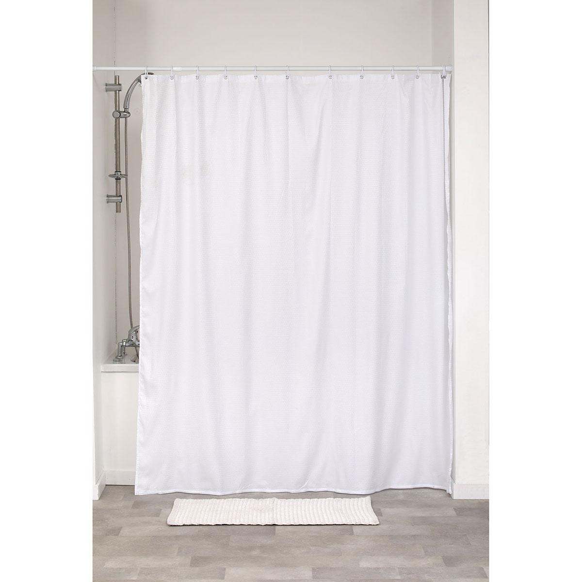 RIDEAU DE DOUCHE MICROFIBRE 180X200CM BLANC