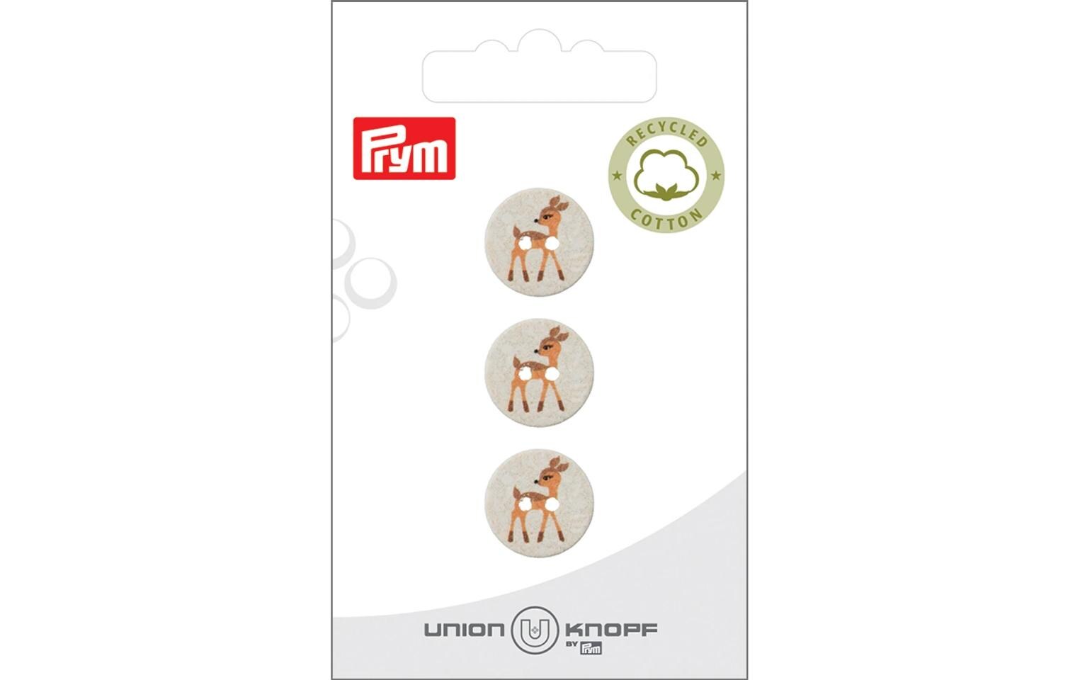 Knöpfe Rehkitz 15 mm, 3 Stück, CrèmeKnopf mit 2 Löchern