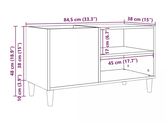 Armoire à disques vieux bois 84,5x38x48 cm bois d'ingénierie
