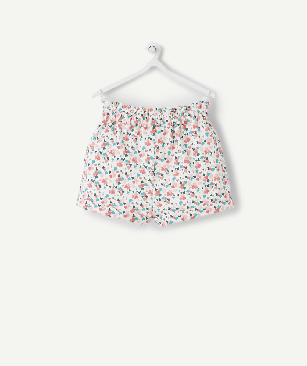 SHORT BÉBÉ FILLE EN COTON BIO IMPRIMÉ AVEC COEURS