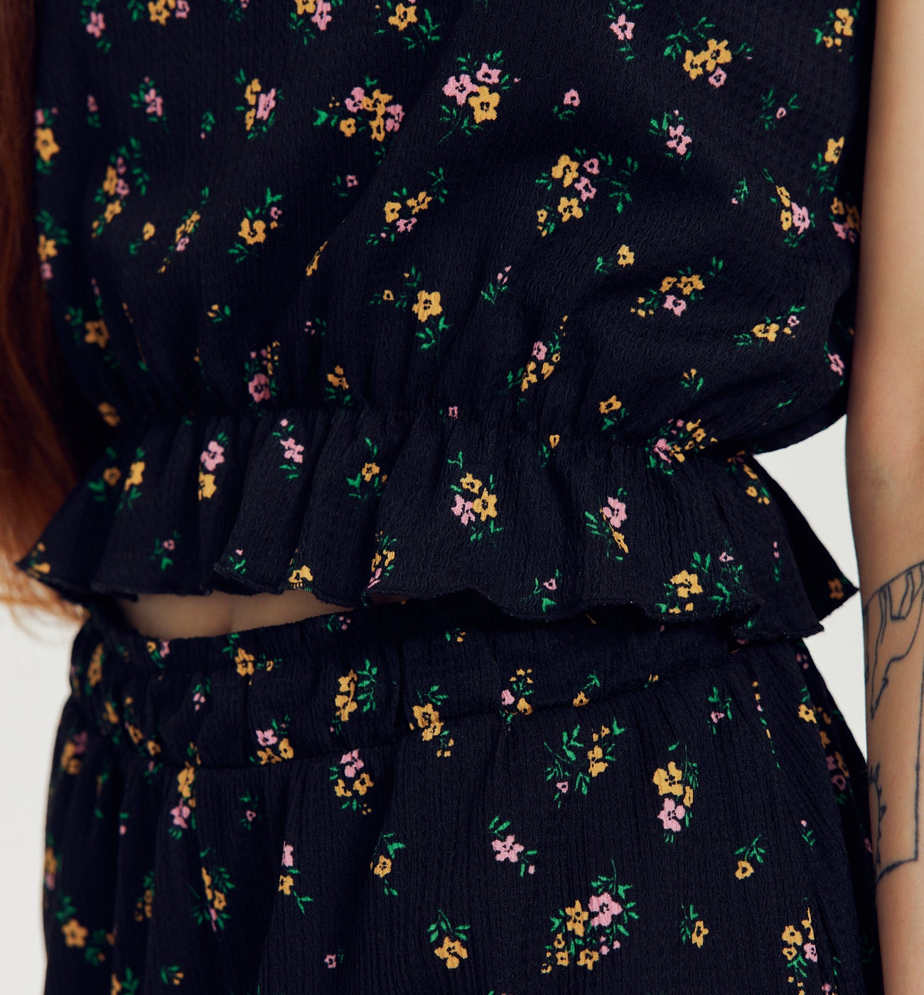 Crop top imprimé - Imprimé noir