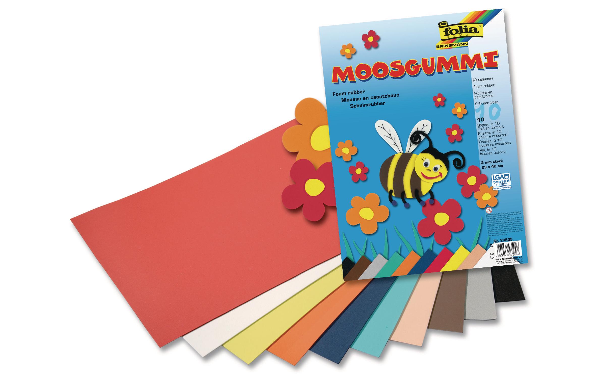 Moosgummi-Set 10 Stück, MehrfarbigMoosgummi