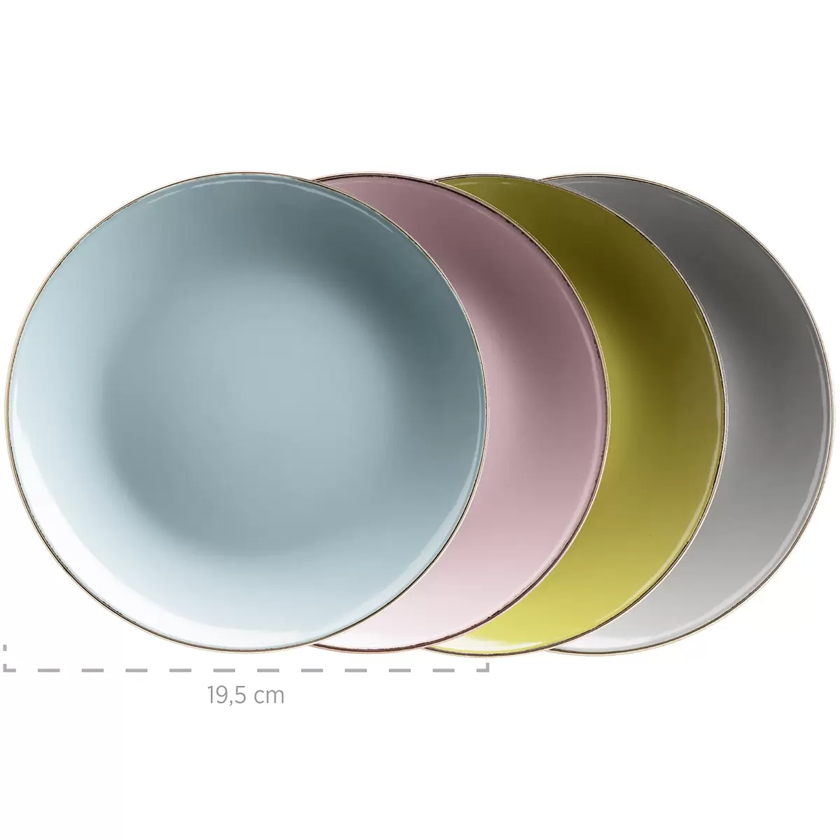 Kombiservice 16-tlg. METALLIC RIM hellblau,grün,rosa,grau