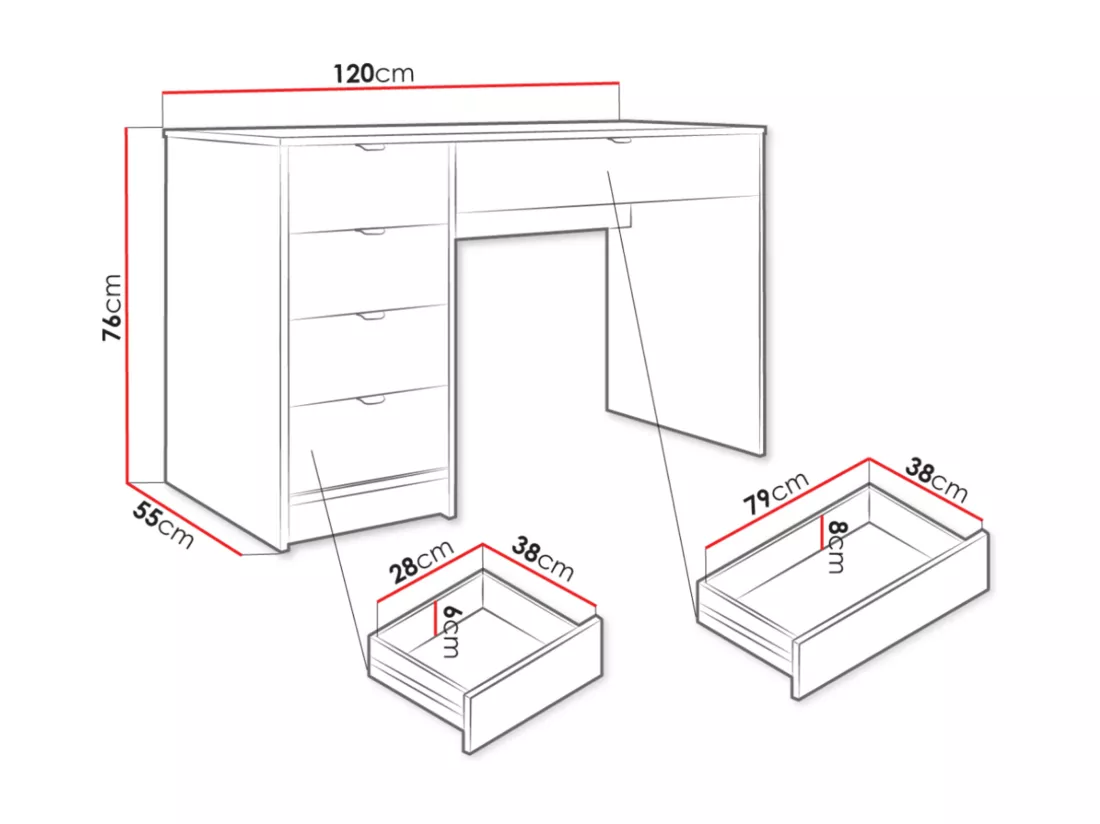 Bureau Comfivo Larmire 100, Avec tiroirs, Nombre de tiroirs: 5, 76x120x55cm, Beige