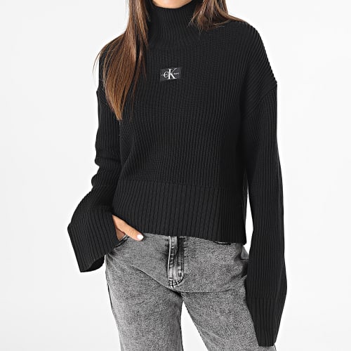Pull Crop Col Roulé Femme 2250 Noir