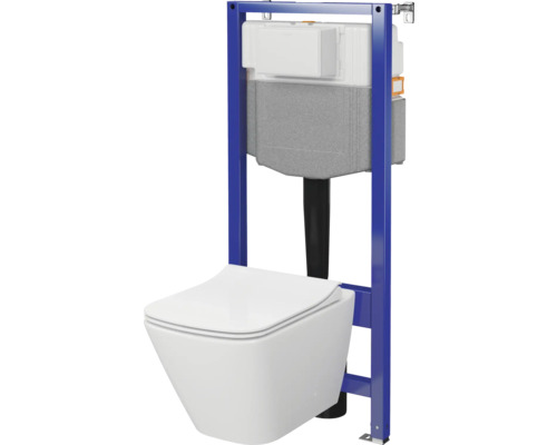 Cersanit City Square wandclosetset, randloos, glanzend wit, met toiletzitting, mechanische inbouwreservoir SZWZ1008556282