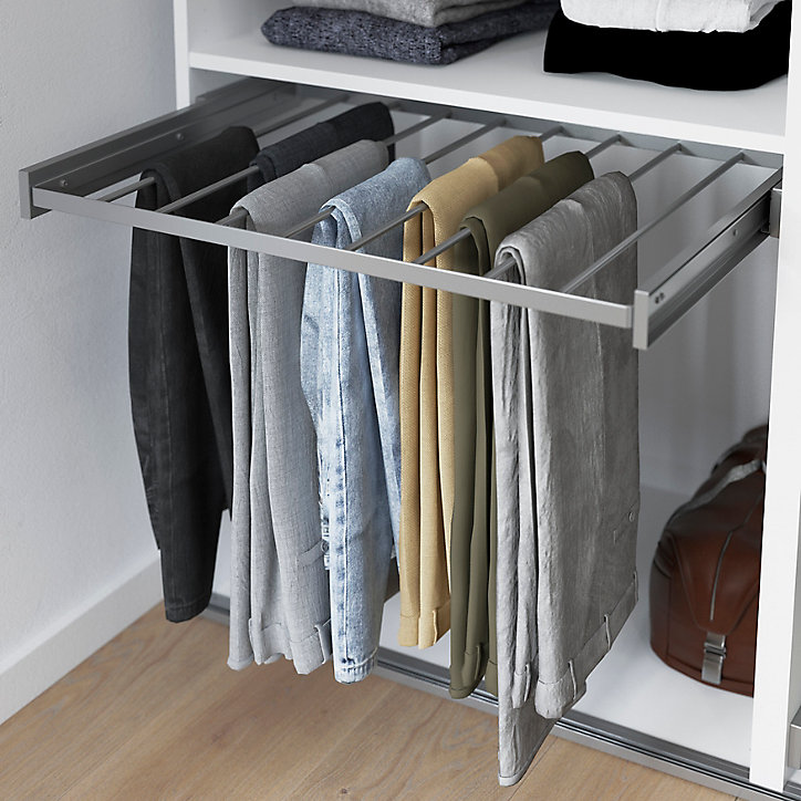 Porte-pantalons coulissant en acier gris 5 barres GoodHome Atomia L. 46,4 x P. 40 cm