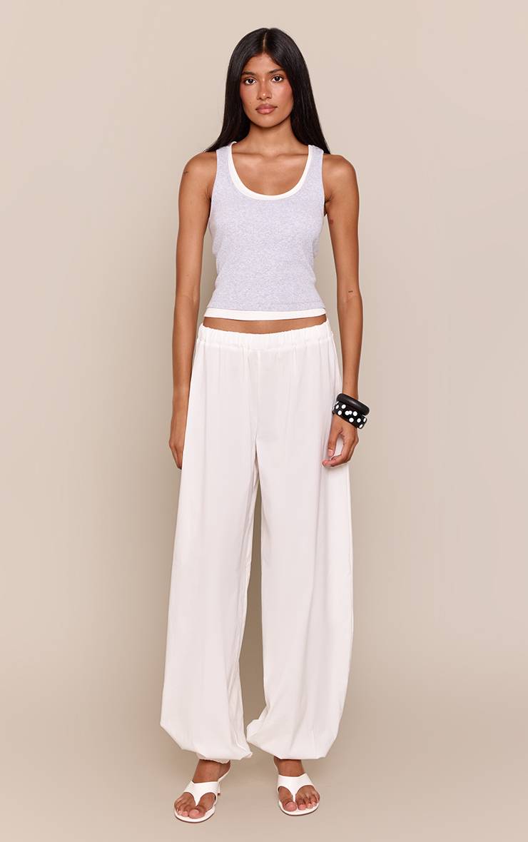 Blanc Pantalon Ballon Tissé Léger