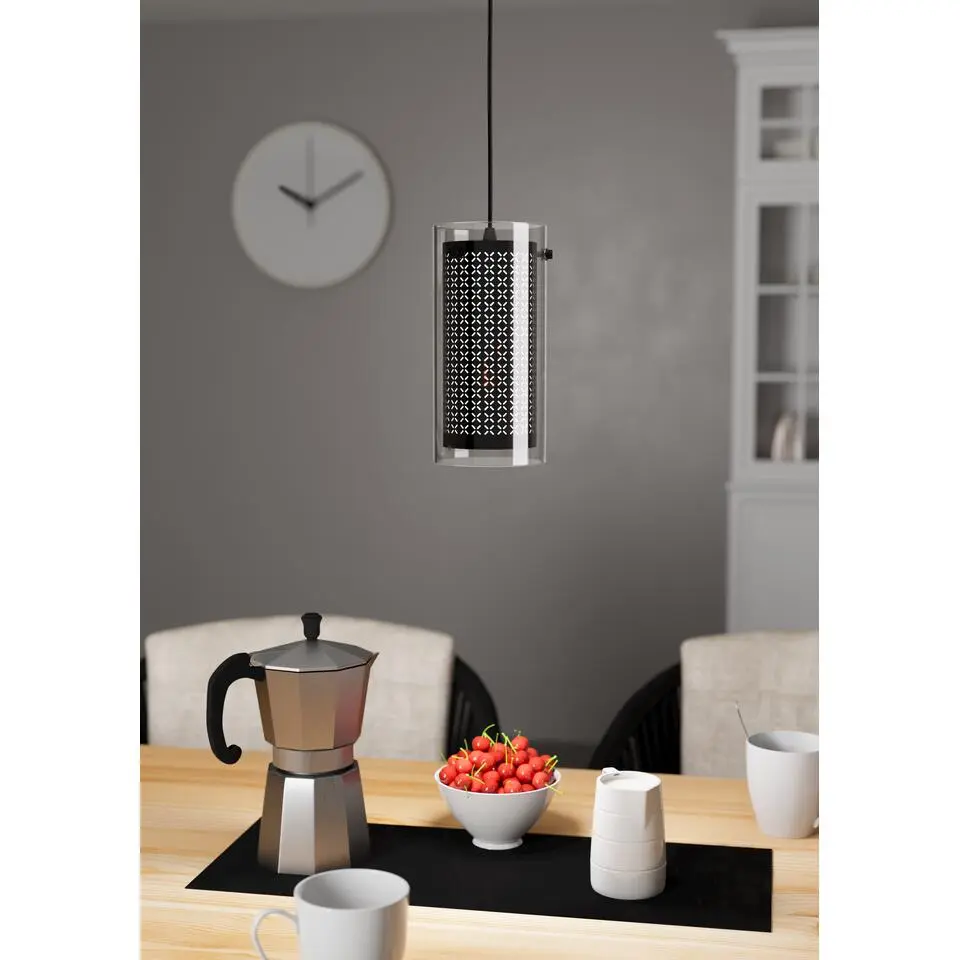EGLOPintoTextil1Hanglamp-E27-Ø12cm-Zwart