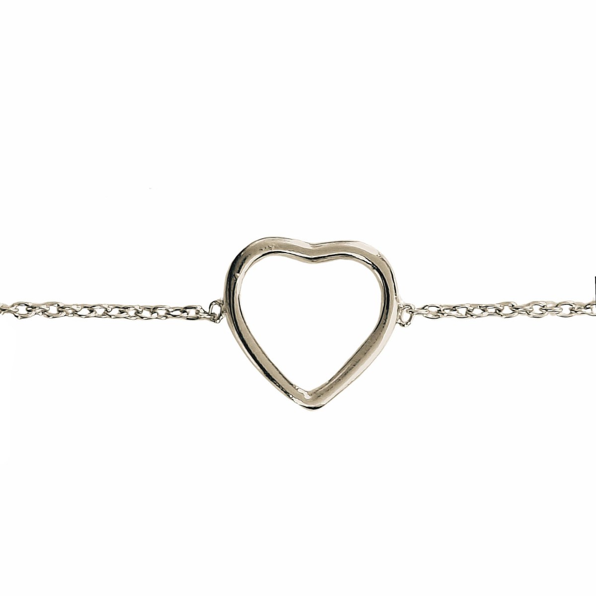 Chaîne Chaine de cheville femme enfant breloque coeur évidé en argent 23-25 cm