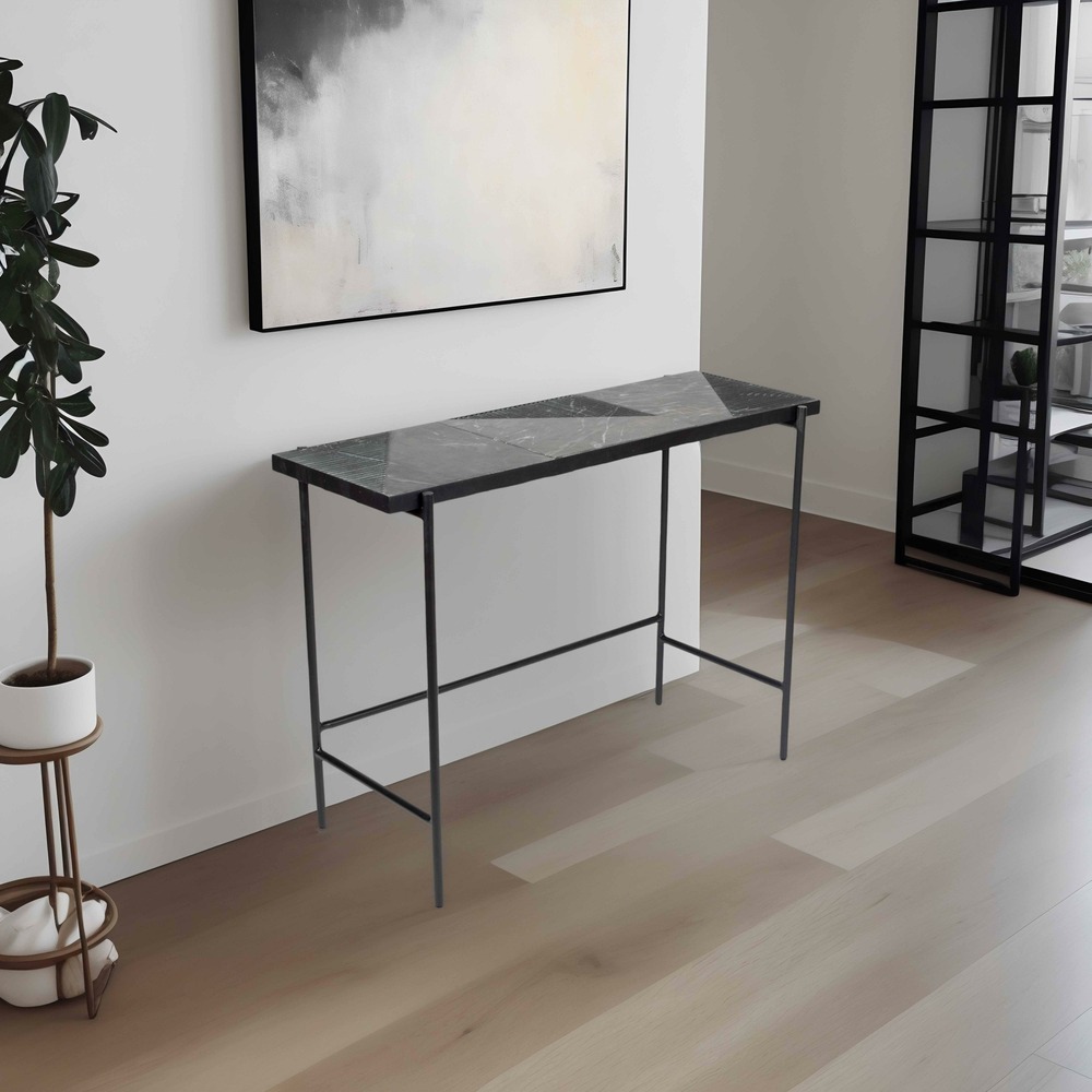 Console en marbre et métal 105 cm noir