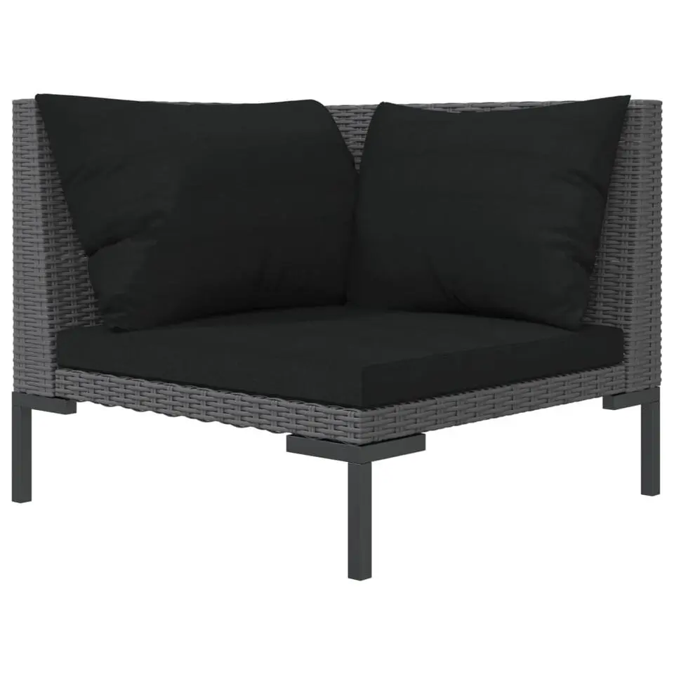 vidaXL - Tuinbank - Grijs - Poly rattan - Met kussens