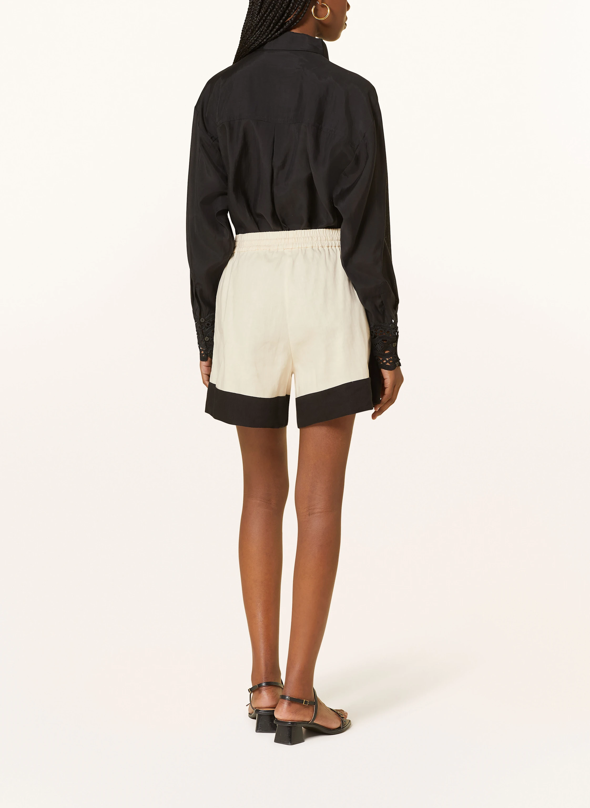 SANDRO Shorts im Materialmix mit Leinen
