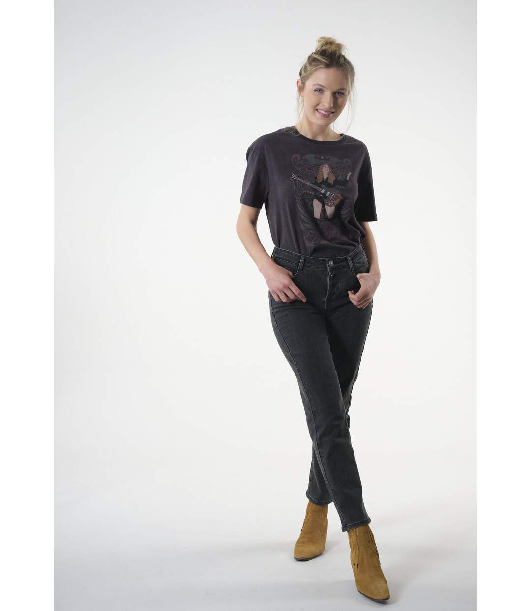 Jeans noir effet usé RITA
