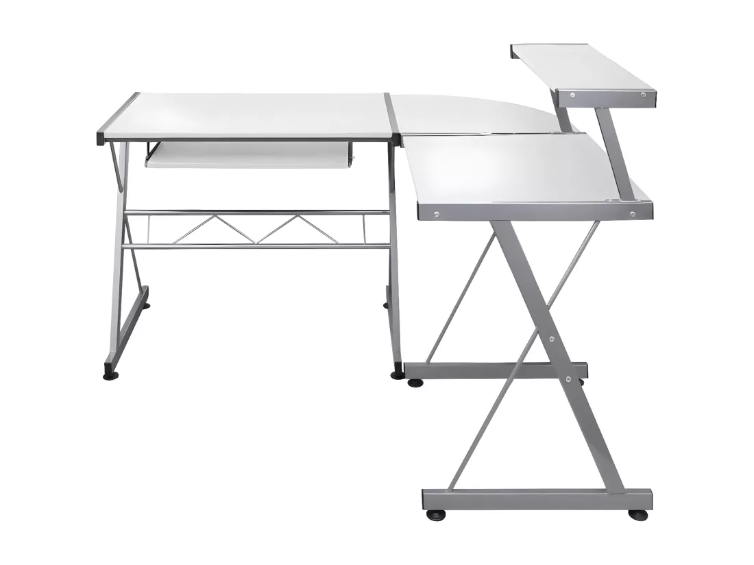 Bureau d'ordinateur d'angle Blanc 132x112x99 cm Bois ingénierie