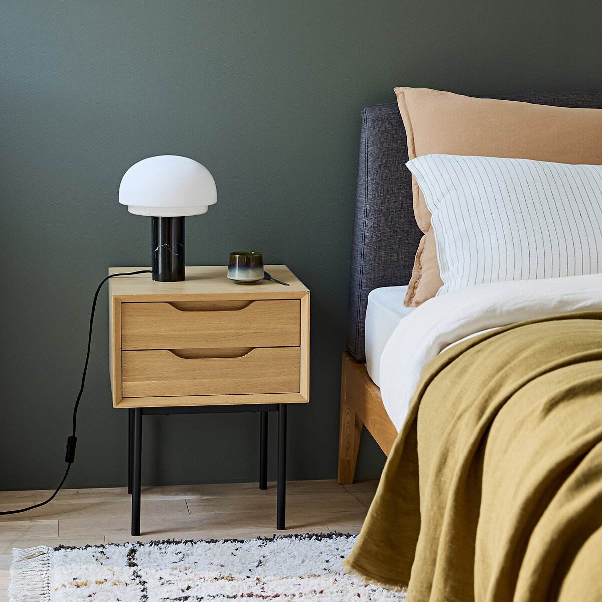 LA REDOUTE INTERIEURS<br>Mesa de cabeceira com 2 gavetas, Noyeto