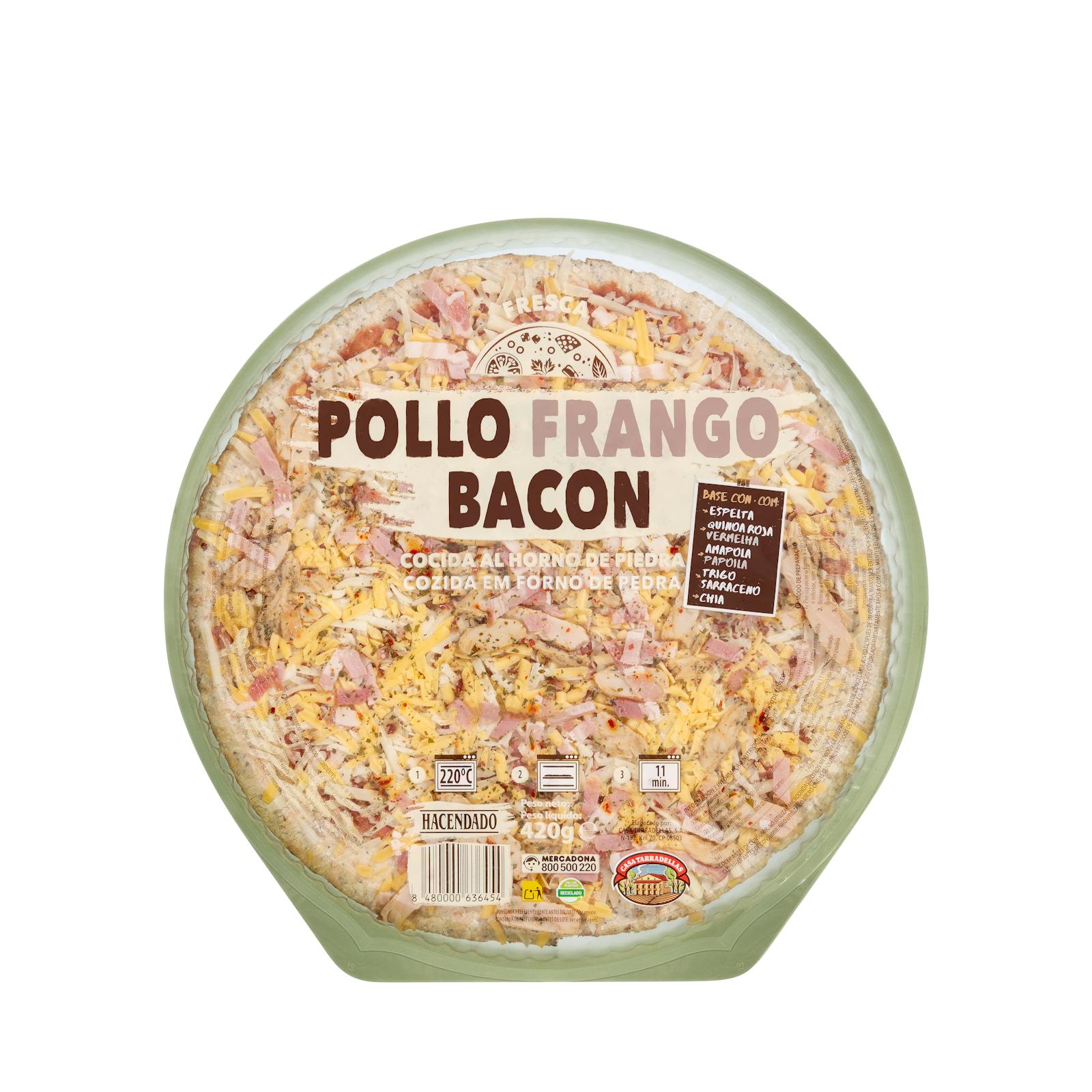 Pizza Hacendado au poulet et bacon