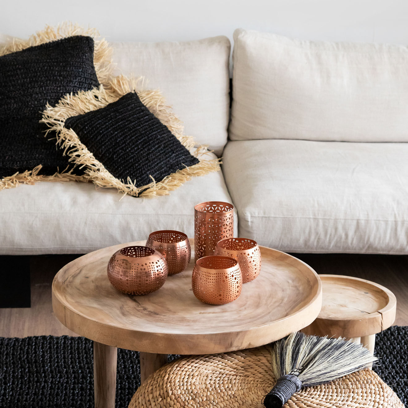 Bazar Bizar Pouf en Jacynthe d'eau naturel - D.60xH.30 cm