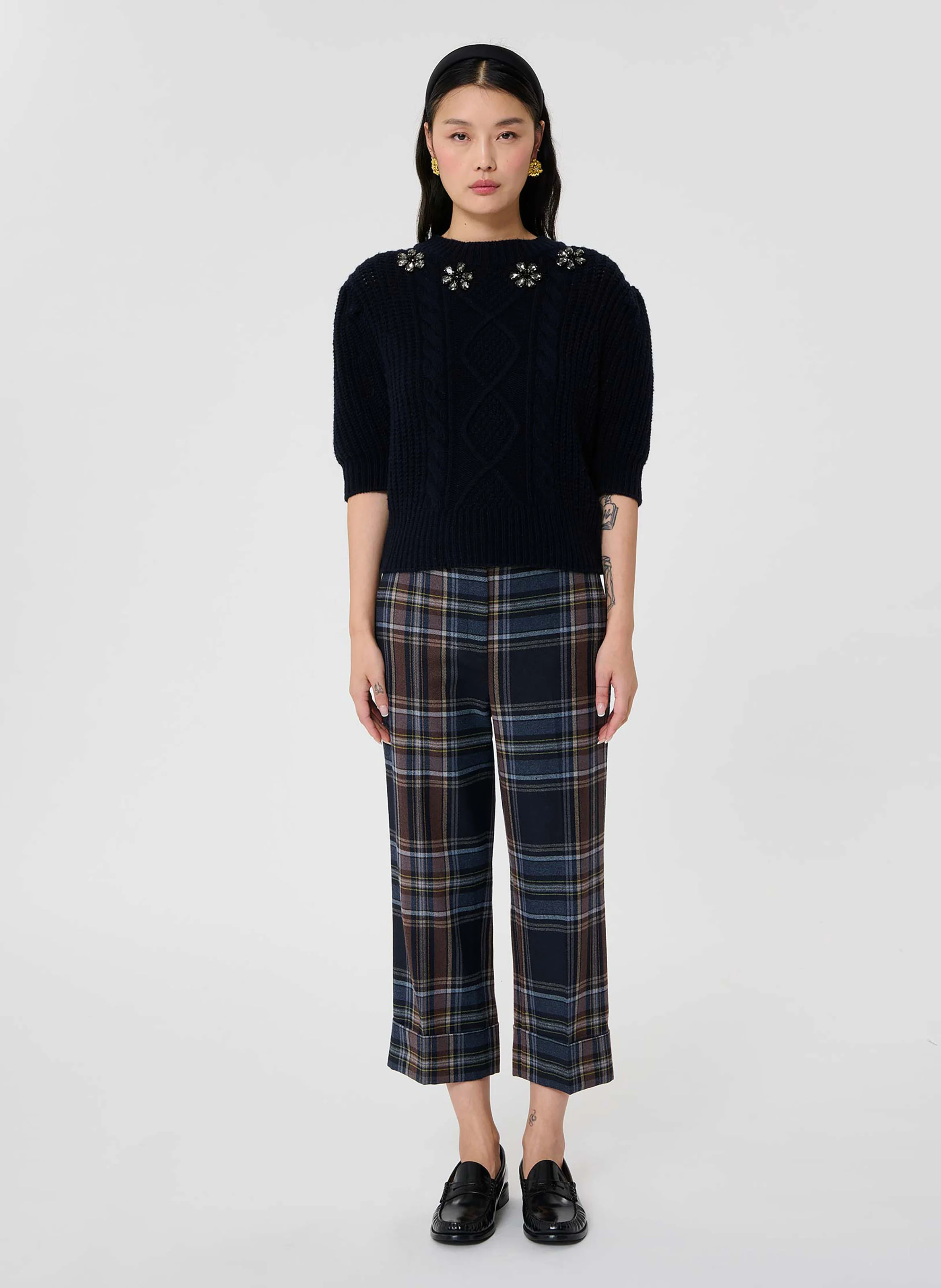 PSYCHE - Pull col rond en laine | Bleu