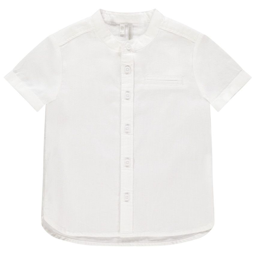 Chemise manches courtes à col mao - Blanc