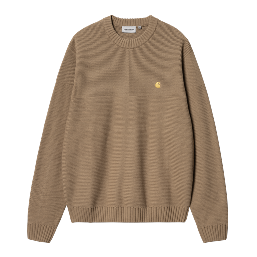 Carhartt WIP Chane Striktrøje, Leather/Gold, L