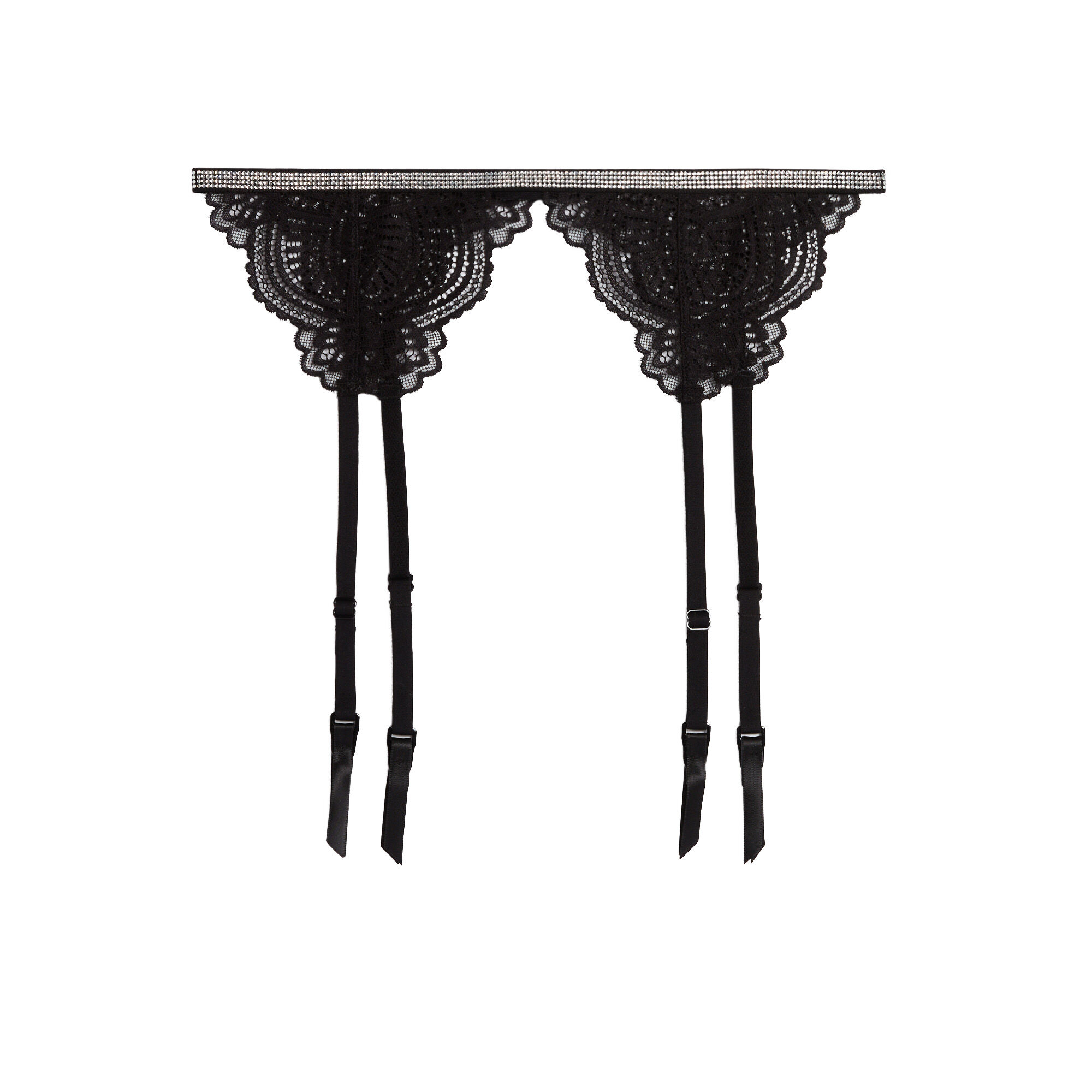 Porte-jarretelles en dentelle et strass
