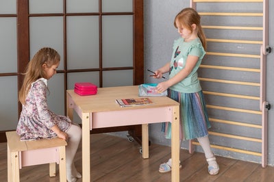 Family-scl Smart Oppbevaring Bord med Stol, Rosa