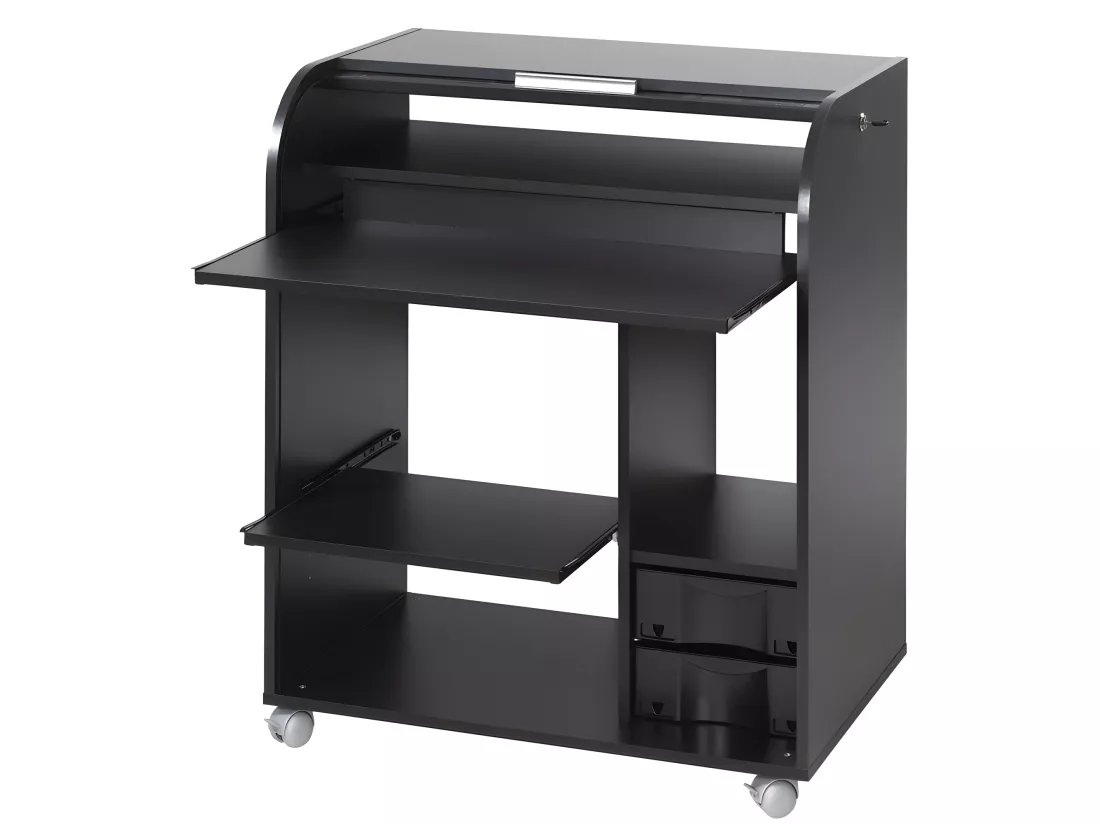 Bureau Informatique Noir à Roulettes - Coloris: Fée 217