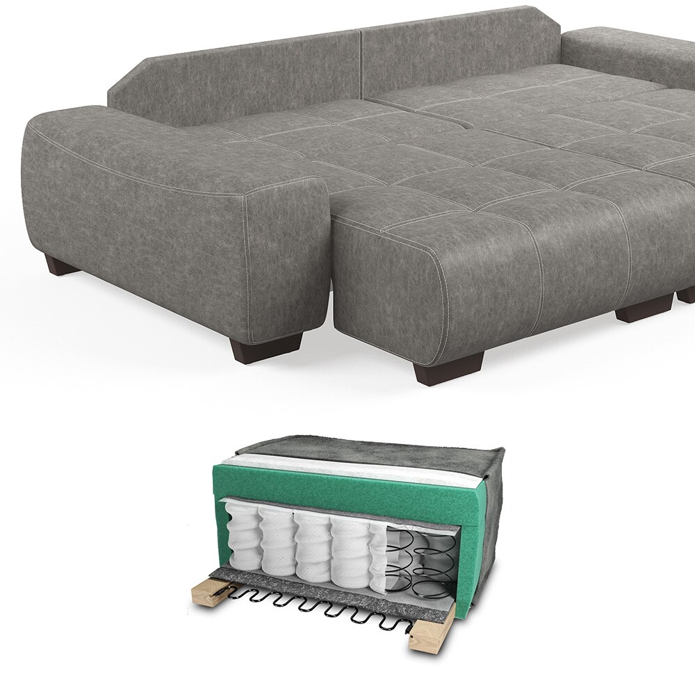 VitaliSpa Sofa PERRY Schlaffunktion - Anthrazit Couch Schlafsofa Schumstoff Grau