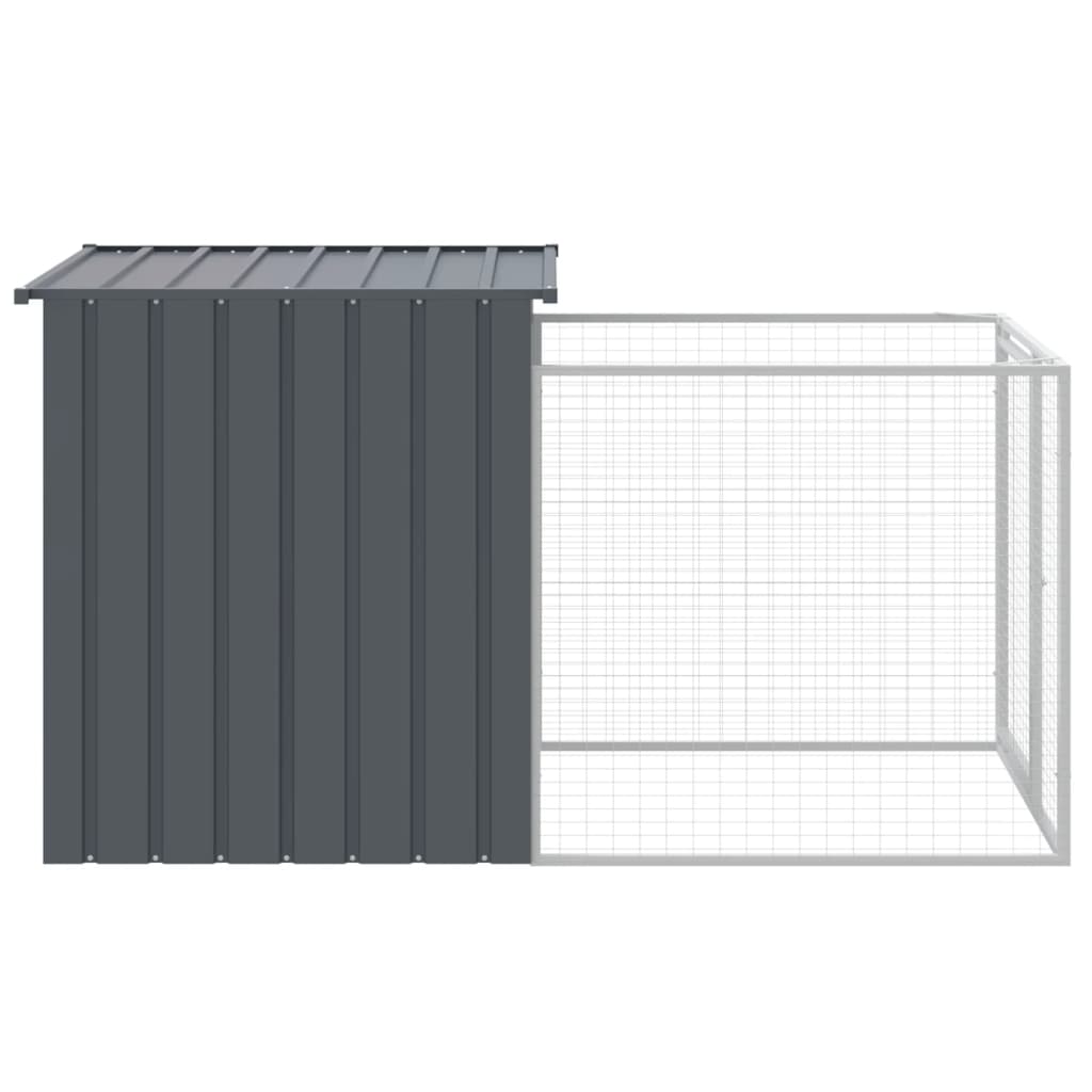Canil vidaXL com área de exercício, aço galvanizado, cinza, 110x1017x110 cm