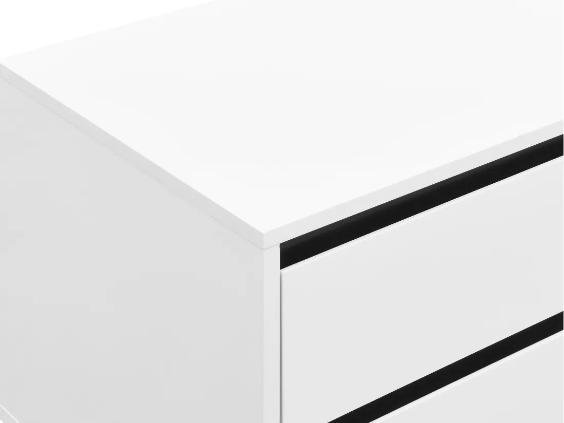 Table de chevet avec 2 tiroirs - MDF - Blanc et noir - ABUJA