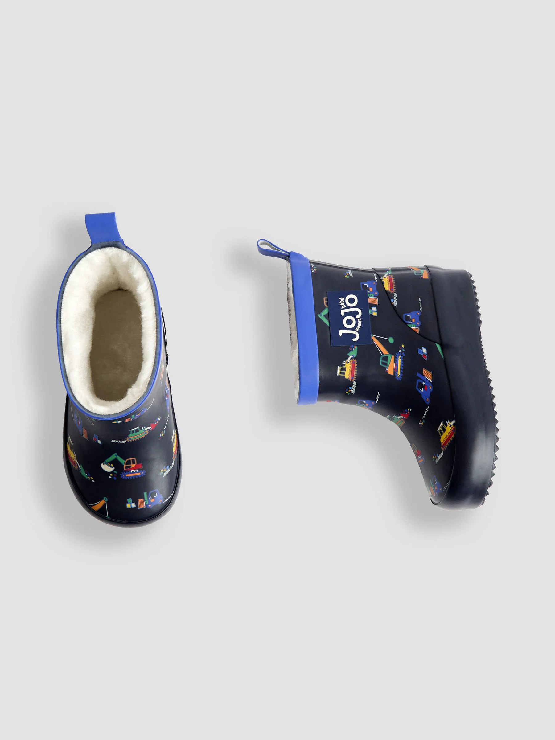 Marineblauw met graafmachine - JoJo Maman Bébé Short Cosy Lined Wellie Boot
