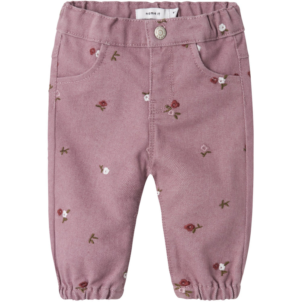 Køb Name It Elderberry Embroidery Rose Loose Twill Bukser