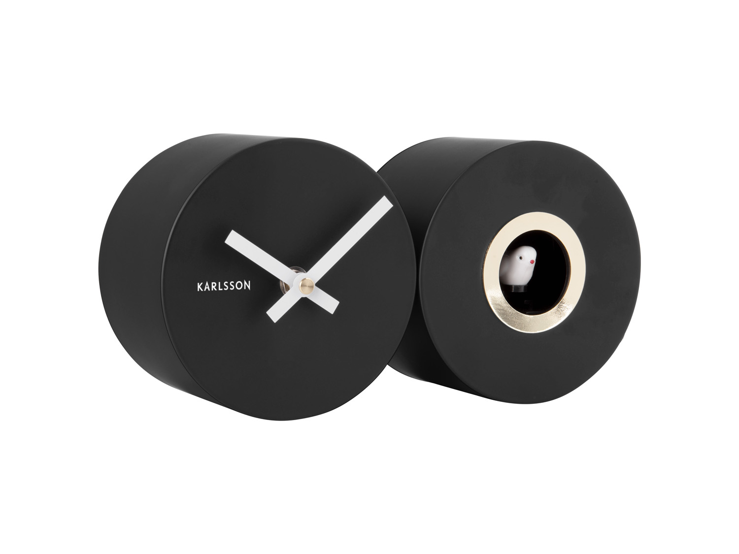 Wall clock Duo Cuckoo matt black