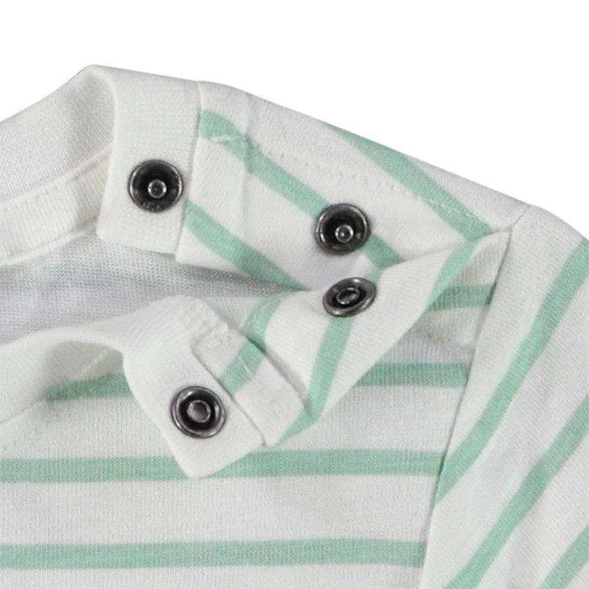 Ensemble t-shirt fantaisie à rayures + short uni pour bébé garçon - Vert