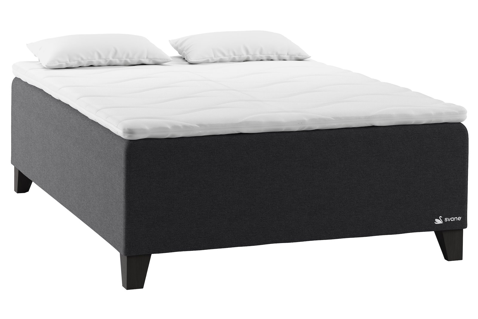 Svane®  Casa Kontinental 150x200 cm Tekstil Moment Midnight, Temptation Elastec® overmadrass og Square Leg 14cm Shaded Black
