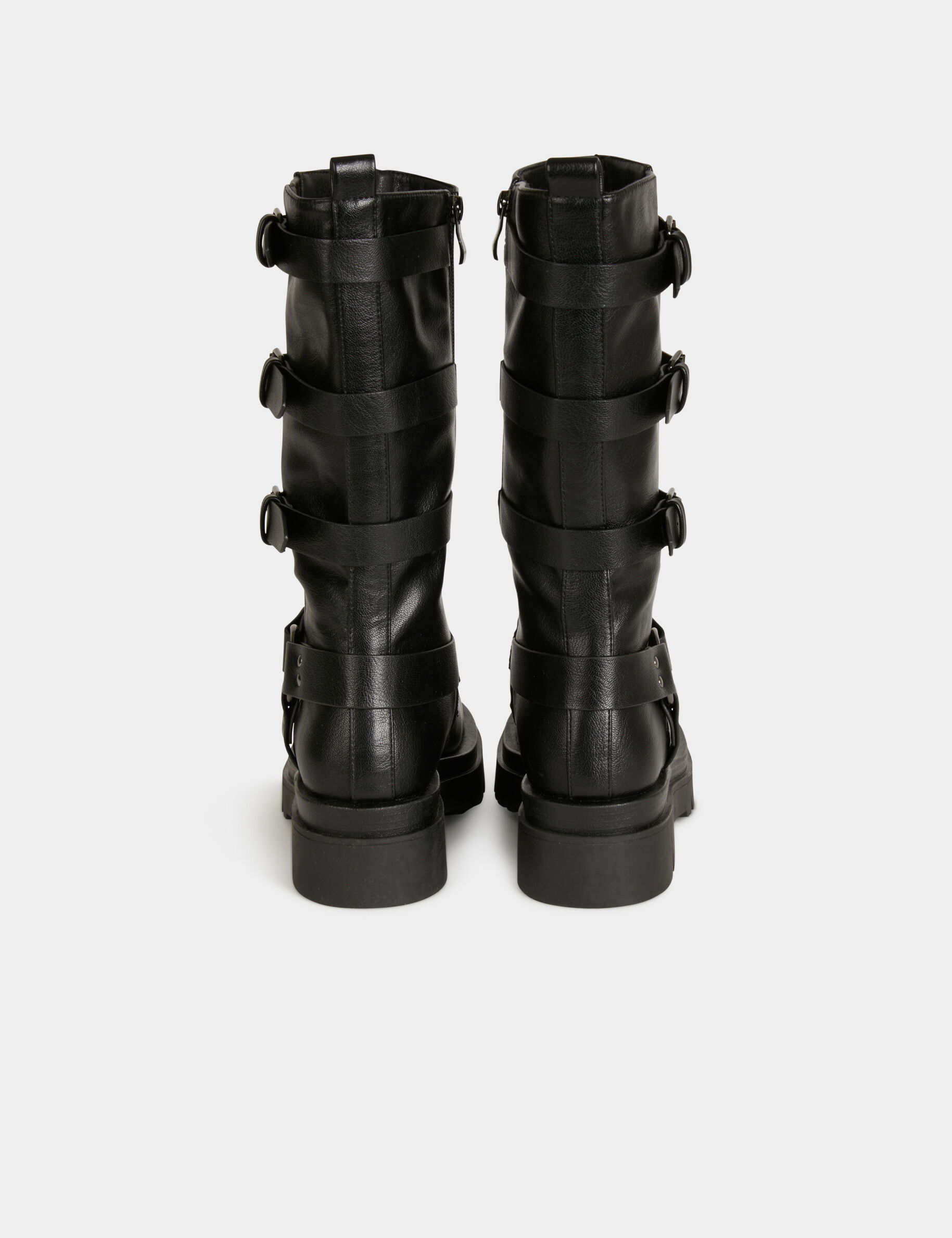 Bottines plates avec brides noir femme - noir