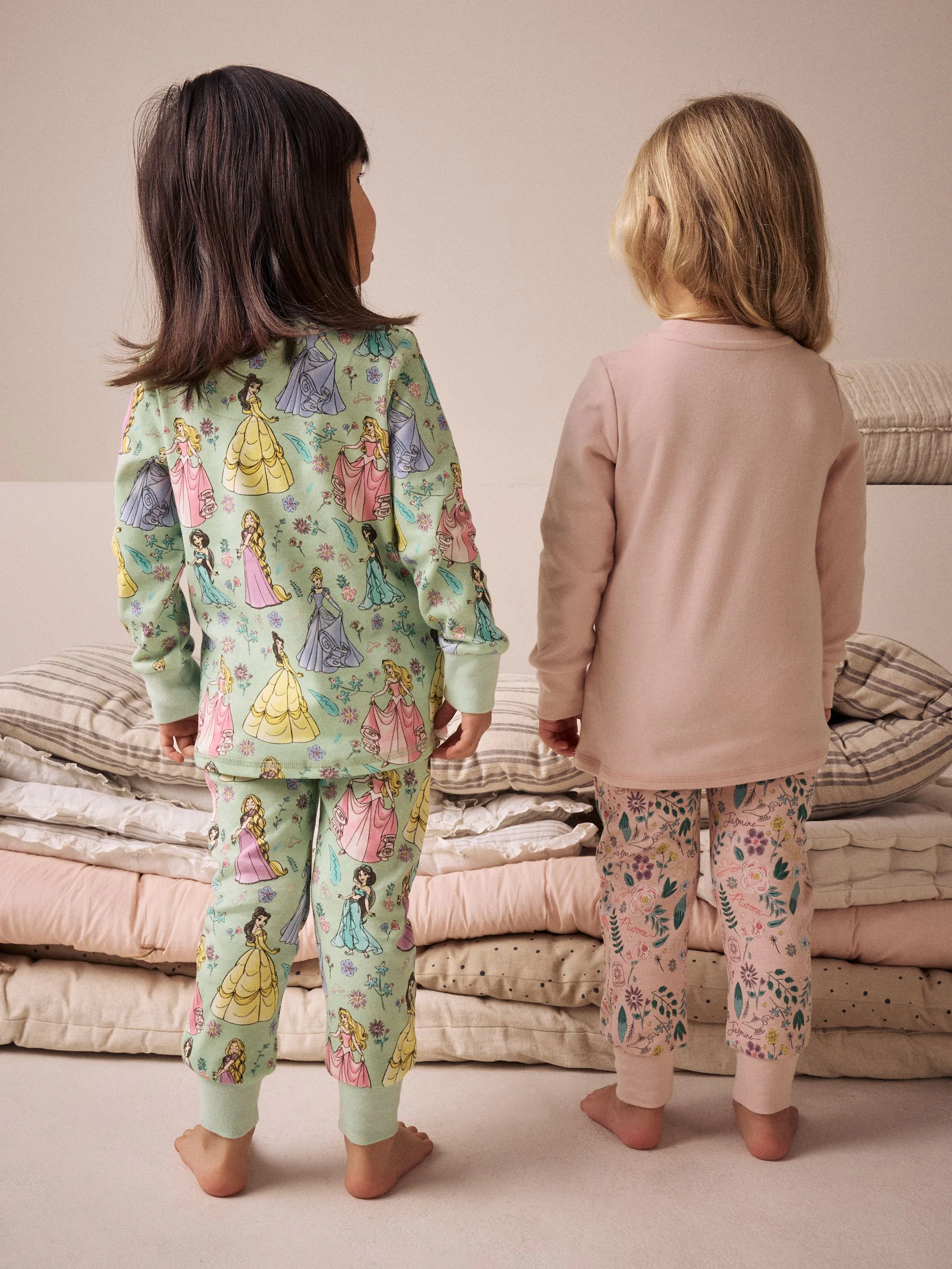 Roze - 100% katoenen Disney prinses knusse pyjama's met lange mouwen verpakking van 2 (9mnd - 10 jr)