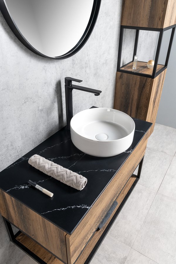 Sapho Skara wastafelblad solid surface 70cm zwart